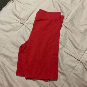 Red biker shorts